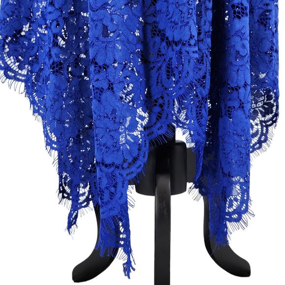 Lulus One Wish Royal Blue Lace Handkerchief Hem Dress - Picture 9 of 9